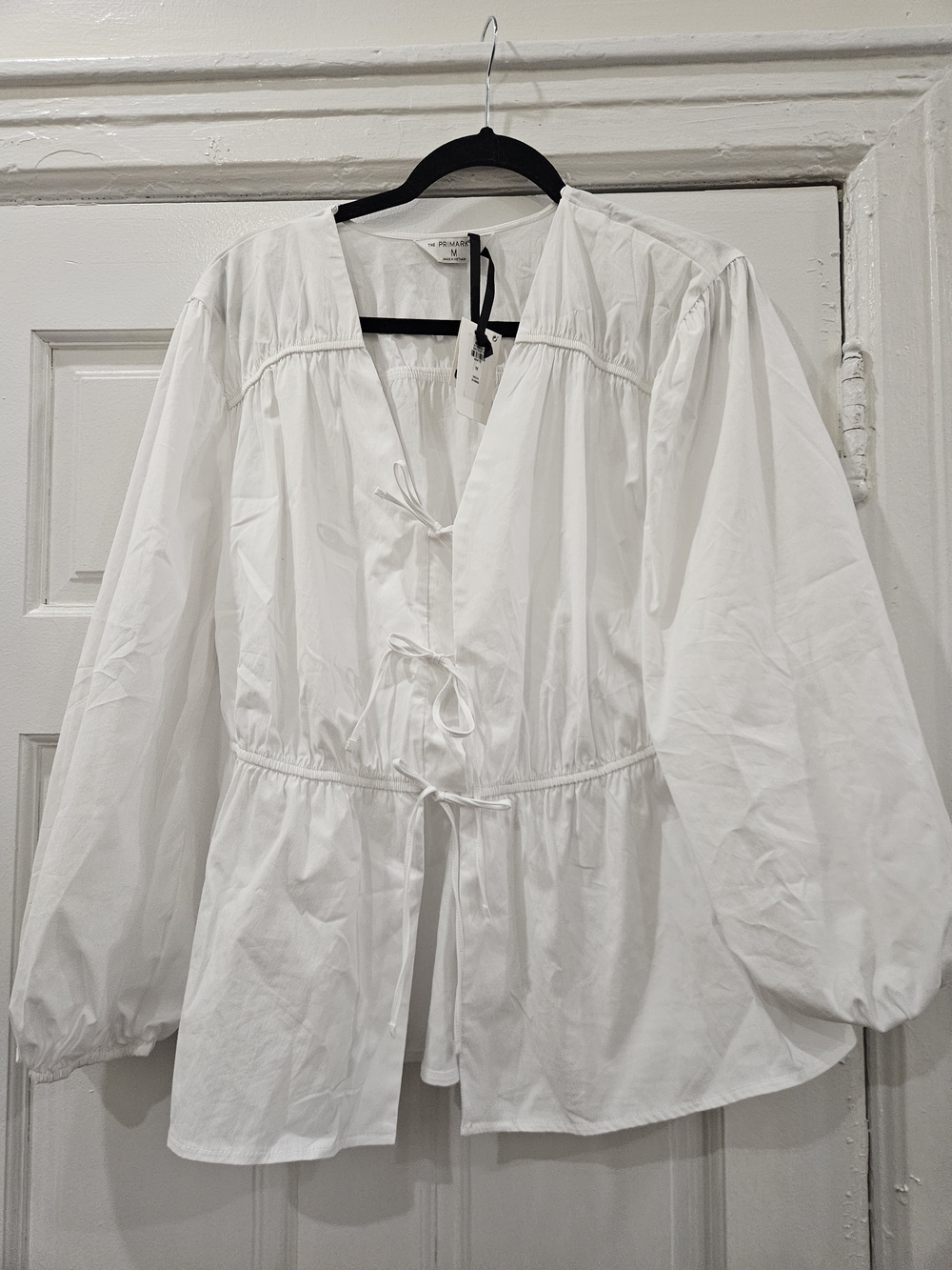 Primark White Tie-Front Long Sleeve Blouse